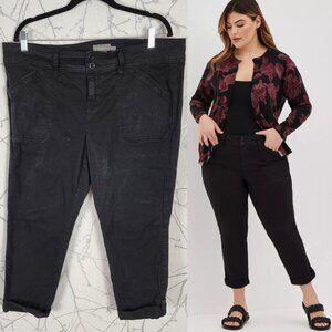 Torrid Black Stretch Twill Mid Rise Aviatory Skinny Crop Pants